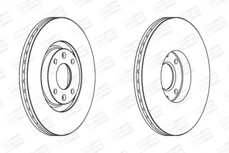 Диск тормозной передний (кратно 2шт.) CITROEN C4 Grand Picasso I (UA_) 06-13, C4 I (LC_) 04-14 CHAMPION 562267CH (фото 1)