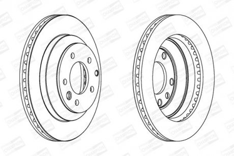 Диск гальмівний задній (кратно 2) Audi Q7 (4Lb) (06-16)/Porsche Cayenne (92A) (10-) CHAMPION 562393CH (фото 1)