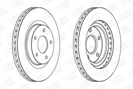 Диск тормозной передний (кратно 2шт.) Jeep Compass (06-), Patriot (07-17)/ Mitsubishi ASX (09-) CHAMPION 562790CH (фото 1)