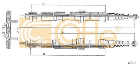 Трос ручника COFLE 431.3 (фото 1)