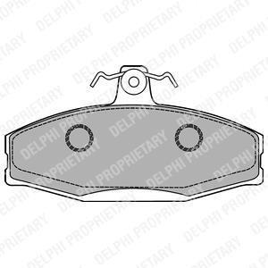 Комплект гальмівних колодок передн, MITSUBISHI COLT I, LANCER F, LANCER I SKODA FAVORIT, FAVORIT FORMAN, FAVORIT/KOMBI, FELICIA CUBE, FELICIA I, FELICIA II VW CADDY II 1.2-1.9D 01.78-04.02 Delphi LP1429 (фото 1)