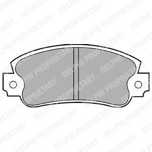Комплект гальмівних колодок передн, ABARTH RITMO ALFA ROMEO 145, 146, 155 FIAT 131, 147, ARGENTA, BARCHETTA, PANDA, PANDA/HATCHBACK, PUNTO, REGATA, RITMO, TEMPRA, TIPO 0.65-2.5D 10.76-06.06 Delphi LP353 (фото 1)
