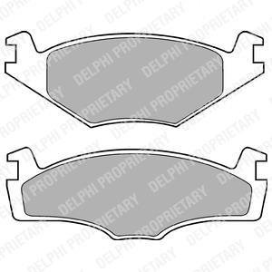 Комплект гальмівних колодок передн, AUDI 100 C2, 80 B2, COUPE B2 SEAT CORDOBA, IBIZA II, INCA, TOLEDO I VW CADDY I, CADDY II, CADDY II/MINIVAN, GOLF I, GOLF II, GOLF III 1.0-2.2 04.74-06.03 Delphi LP421 (фото 1)