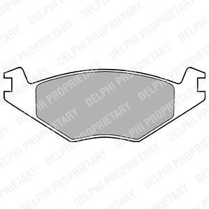 Комплект гальмівних колодок передн, SEAT CORDOBA, IBIZA II VW GOLF I, GOLF II, JETTA I, JETTA II, POLO, POLO CLASSIC, POLO II, POLO III CLASSIC, POLO/KOMBI 1.0-1.9D 04.74-10.02 Delphi LP505 (фото 1)