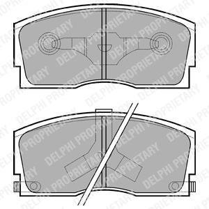Комплект гальмівних колодок передн, DAIHATSU APPLAUSE I, APPLAUSE II, CHARADE II, CHARADE III, CHARADE IV 1.0-1.6 10.83-09.00 Delphi LP626 (фото 1)