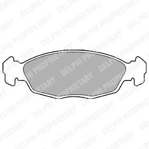 Комплект гальмівних колодок передн, CHEVROLET CORSA, LANOS, TIGRA DAEWOO CIELO, LANOS, LEMANS, NEXIA OPEL ASTRA F, ASTRA F CLASSIC, ASTRA F/KOMBI, COMBO/MINIVAN, CORSA A 1.0-2.0 09.82- Delphi LP702 (фото 1)