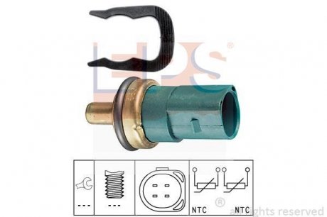 Датчик температури охолоджуючої рідини VW Caddy II/T4 1.4-2.5TDI 90-04 (4 конт.) (зелений) EPS 1 830 258