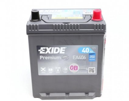 Акумуляторна батарея 40Ah/350A (187x127x220/+R/B01) Premium Азия EXIDE EA406 (фото 1)
