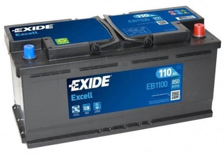 Акумуляторна батарея 110Ah/850A (392x175x190/+R/B13) Excell EXIDE EB1100 (фото 1)