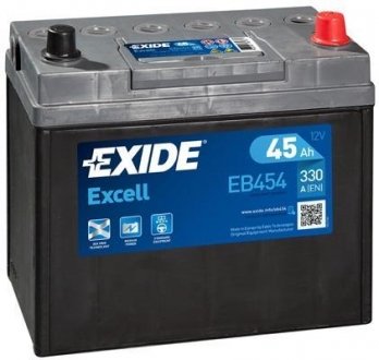Аккумулятор 45Ah-12v EXCELL(234х127х220),R,EN330 Азия EXIDE EB454 (фото 1)