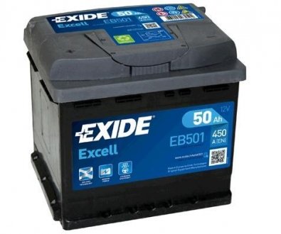 Акумуляторна батарея 50Ah/450A (207x175x190/+L/B13) Excell EXIDE EB501 (фото 1)