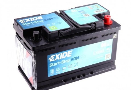 Акумулятор 80Ah-12v AGM (315х175х190), R, EN800 EXIDE EK800 (фото 1)