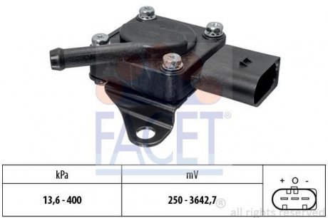 Датчик тиску вихлопних газів BMW 1(E87)/3(E90)/5(F10)/X3(E83) 2.0/3.0D 07-13 FACET 10.3319 (фото 1)