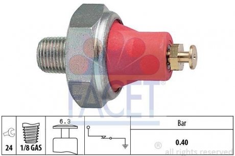 Датчик давления масла Toyota Hilux/Land Cruiser/Haice/Corolla/Carina/ Mazda 626/323 0.8-4.2 81- FACET 7.0016 (фото 1)