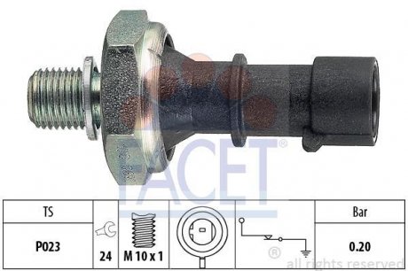 Датчик давления масла (0,2 bar/1 конт./черный) Astra J/H/Zafira B/Cruze 03- 1.7CDTi FACET 7.0170 (фото 1)