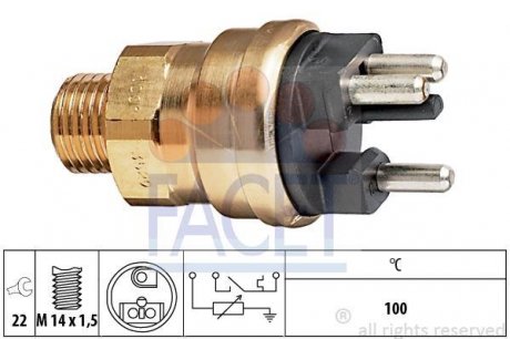 Датчик включения вентилятора MB W124/201 M102 (3 конт.) FACET 7.3529 (фото 1)