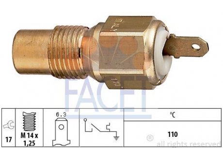 Датчик включения вентилятора Peugeot 405 ii 1.9 d (97-99) FACET 7.4030 (фото 1)