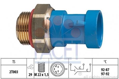 Датчик включения вентилятора Citroen Jumper / Fiat Ducato / Peugeot Boxer 2.0-2.8 i/D/HDi/iDTD/TDI 9 FACET 7.5643 (фото 1)