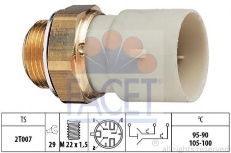 Датчик включения вентилятора Opel Astra F/Kadett E/Omega B 1.5-3.0 88-01 FACET 7.5688 (фото 1)