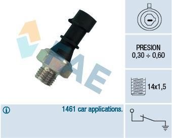 Датчик тиску оливи Citroen Jumper/Peugeot Boxer 2.8HDi 95- (M14x1.5) (чорний) FAE 12430 (фото 1)