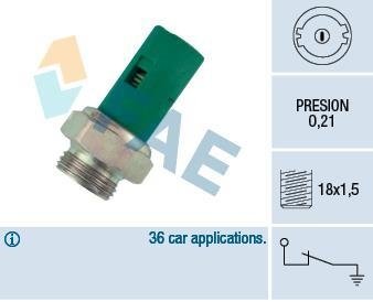 Датчик тиску оливи Renault Megane I/Clio I 91-03 (0,21 bar) (M18x1,5) (зеленый) FAE 12490 (фото 1)