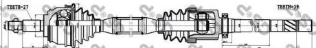 Піввісь Renault Laguna 1.9 dCi 01-07 (R) (39x27x967) GSP 250228 (фото 1)