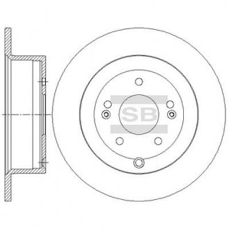 Диск гальмівний HYUNDAI SANTA FE 2.7 (4X4, V6 GLS, V6 GLS 4X4) задн. (вир-во) Hi-Q (SANGSIN) SD1082 (фото 1)
