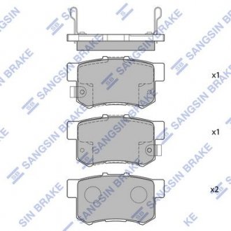 Колодка торм. диск. HONDA CIVIC 01-05, CRV 2.0 16V 02-05, SHUTTLE 2.2 94- задн. (пр-во) Hi-Q (SANGSIN) SP1076-R (фото 1)