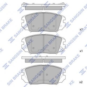 Колодка гальм. диск. HYUNDAI GRANDEUR,SONATA 2.0CRDI,2.2CRDI 16V 06 - передн. (вир-во) Hi-Q (SANGSIN) SP1182 (фото 1)