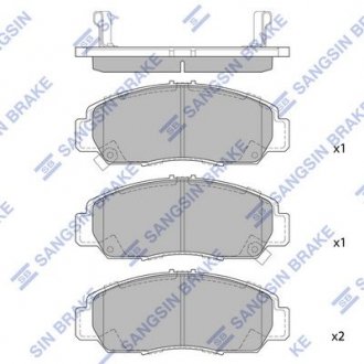 Колодка торм. диск. HONDA FR-V 1.7SOHC VTEC, 2.0DOHCI VTEC, 2.2CRDI 05- передн. (пр-во) Hi-Q (SANGSIN) SP2012 (фото 1)