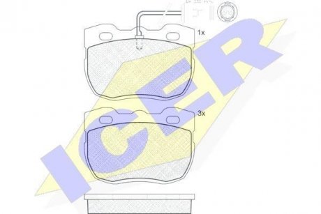 Колодки гальмівні (передние) Land Rover Discovery/Range Rover/Defender 88-98 (+датчик) ICER 140839 (фото 1)