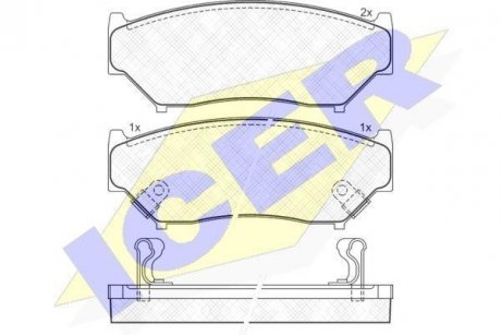 Колодки гальмівні (передние) Suzuki Grand Vitara 98-03/Geo Tracker 88-98 ICER 141096 (фото 1)