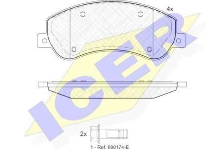 Колодки гальмівні (передние) VW Amarok 10- ICER 141793-204 (фото 1)