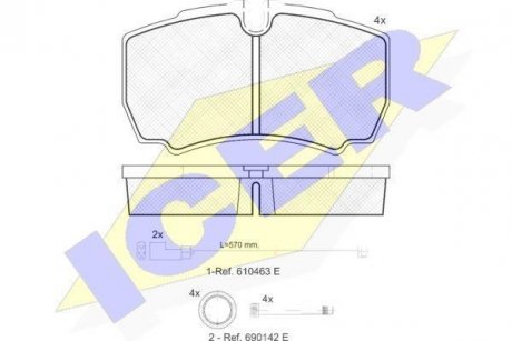 Колодки гальмівні (задні) Ford Transit/Transit Connect/Transit Tourneo 06-14 (+датчики) ICER 151640-229 (фото 1)