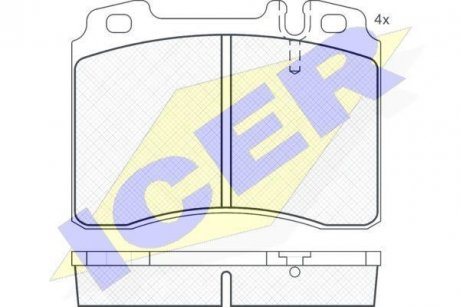 Колодки гальмівні (передні) MB 190 (W201) 86-93/C-class (W202) 94-00/E-class (W124/W210) 93-02 ICER 180861 (фото 1)