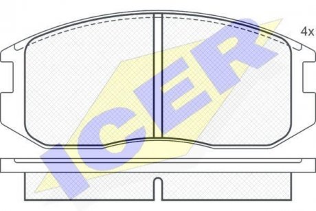 Колодки гальмівні (передние) Mitsubishi Colt 88-96/Lancer 86-96 ICER 180875 (фото 1)