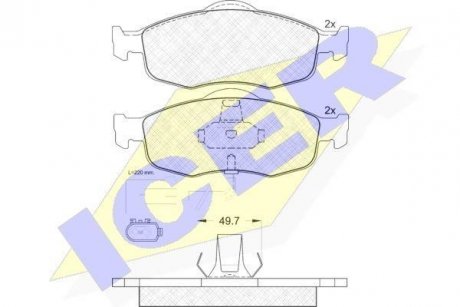 Колодки гальмівні (передние) Ford Mondeo/Scorpio 86-00 (+датчик) ICER 180917 (фото 1)