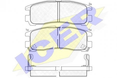 Колодки гальмівні (задні) Mitsubishi Galant 85-/L400 95-02/Eclipse 94-11/Pajero Pinin 99-07 ICER 180981 (фото 1)