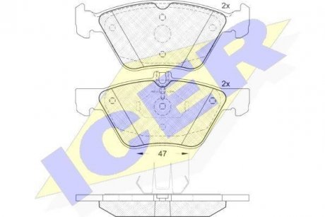 Колодки гальмівні (передні) MB E-class (W210/W211)/Chrysler Crossfire 96-08 ICER 181259 (фото 1)