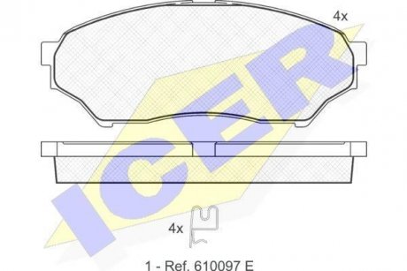 Колодки гальмівні (передние) Mitsubishi Pajero Pinin 99-07 ICER 181443 (фото 1)