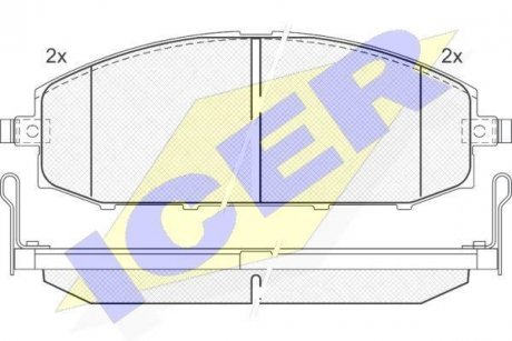 Колодки гальмівні (передние) Nissan Patrol GR V 97- ICER 181448 (фото 1)