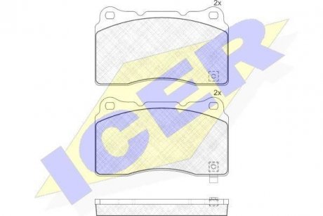 Колодки гальмівні (передні/задні) Honda Civic 12-/Mitsubishi Lancer 95-/Subaru Impreza 99- ICER 181585 (фото 1)