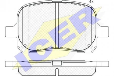 Колодки гальмівні (передні) Toyota Camry 96-02/Lexus ES 91-01/RX 98-03 ICER 181632 (фото 1)