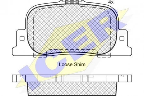 Колодки гальмівні (задні) Toyota Camry 96-02/Prius 03-09/Lexus ES/Daihatsu Altis 96-01 ICER 181633 (фото 1)