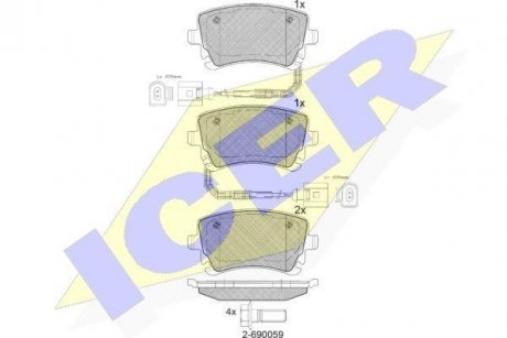 Колодки гальмівні (задні) Audi A4 04-08/A6 95-/A8 02-10/VW Phaeton 02-16 (+датчики) ICER 181674 (фото 1)