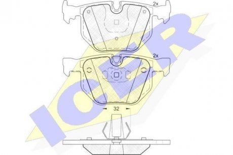 Колодки гальмівні (задні) BMW 7 (E65/E66/E67) 01-08/X5 (E70) 06-13/X6 (E71/E72) 08-14 ICER 181685 (фото 1)