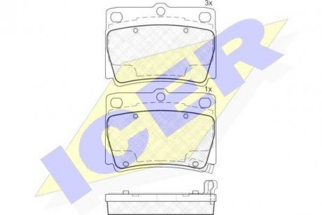 Колодки гальмівні (задние) Mitsubishi Pajero 91-00/Pajero Sport 98- ICER 181719 (фото 1)