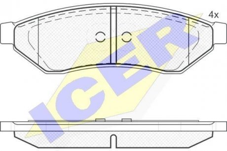 Колодки гальмівні (задние) Daewoo Evanda 02-/Magnus 99-06/Chevrolet Epica/Evanda 05-06 ICER 181726 (фото 1)