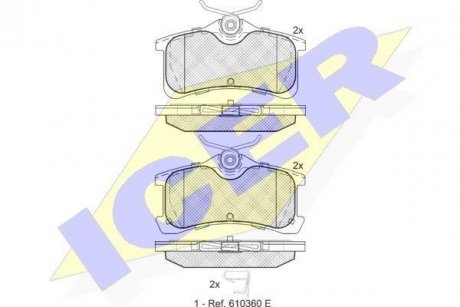 Колодки гальмівні (задні) Toyota Avensis/ Corolla 97-03 ICER 181728 (фото 1)