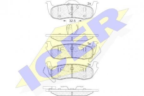 Колодки гальмівні (задні) Jeep Grand Cherokee III/IV 04-/Commander 05-10 ICER 181766 (фото 1)